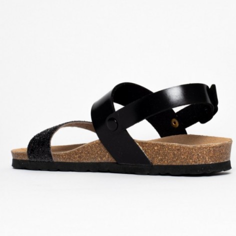 Sandales Asaret Multibrides Noir et paillettes