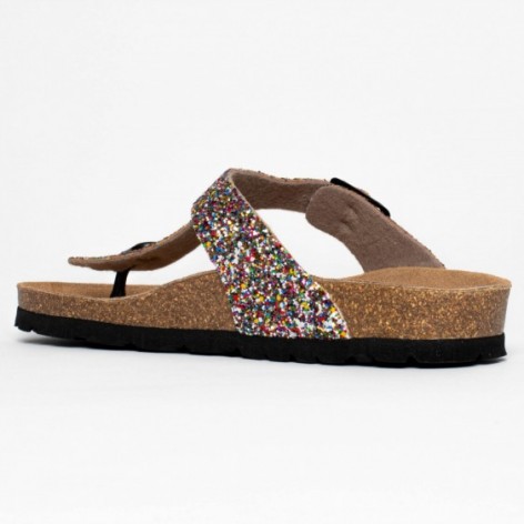 Sandales Myrrhis à entre-doigts Multicolor à paillettes