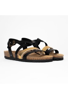 Sandales Marte Multibrides Noir et or